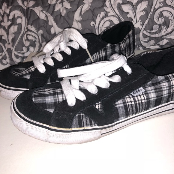 plaid vans black and white